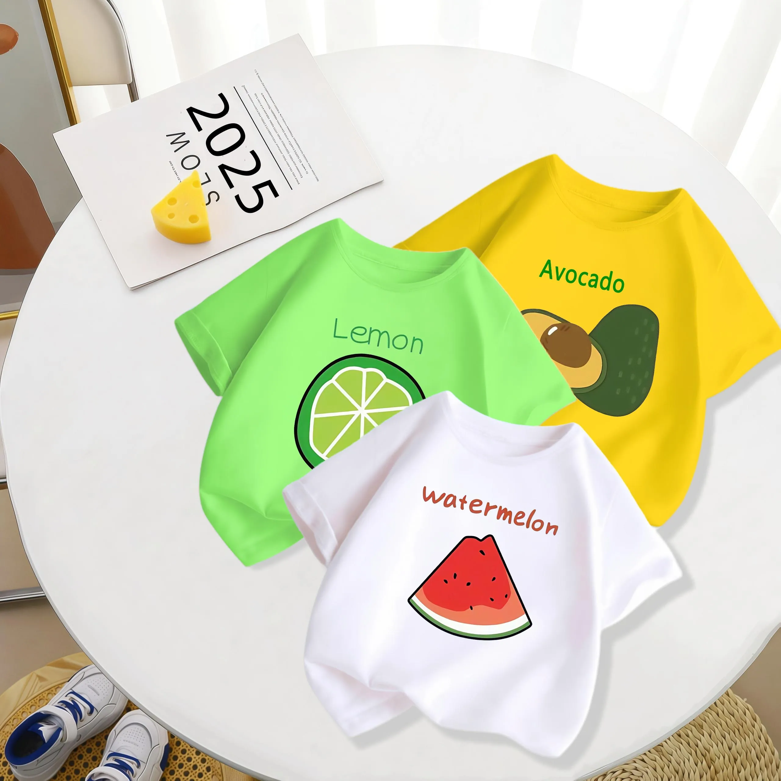 2026 Summer New Children's and Girls' Clothing Top Small Fresh Watermelon Cotton Short Sleeve T-shirt Parent Child Wear