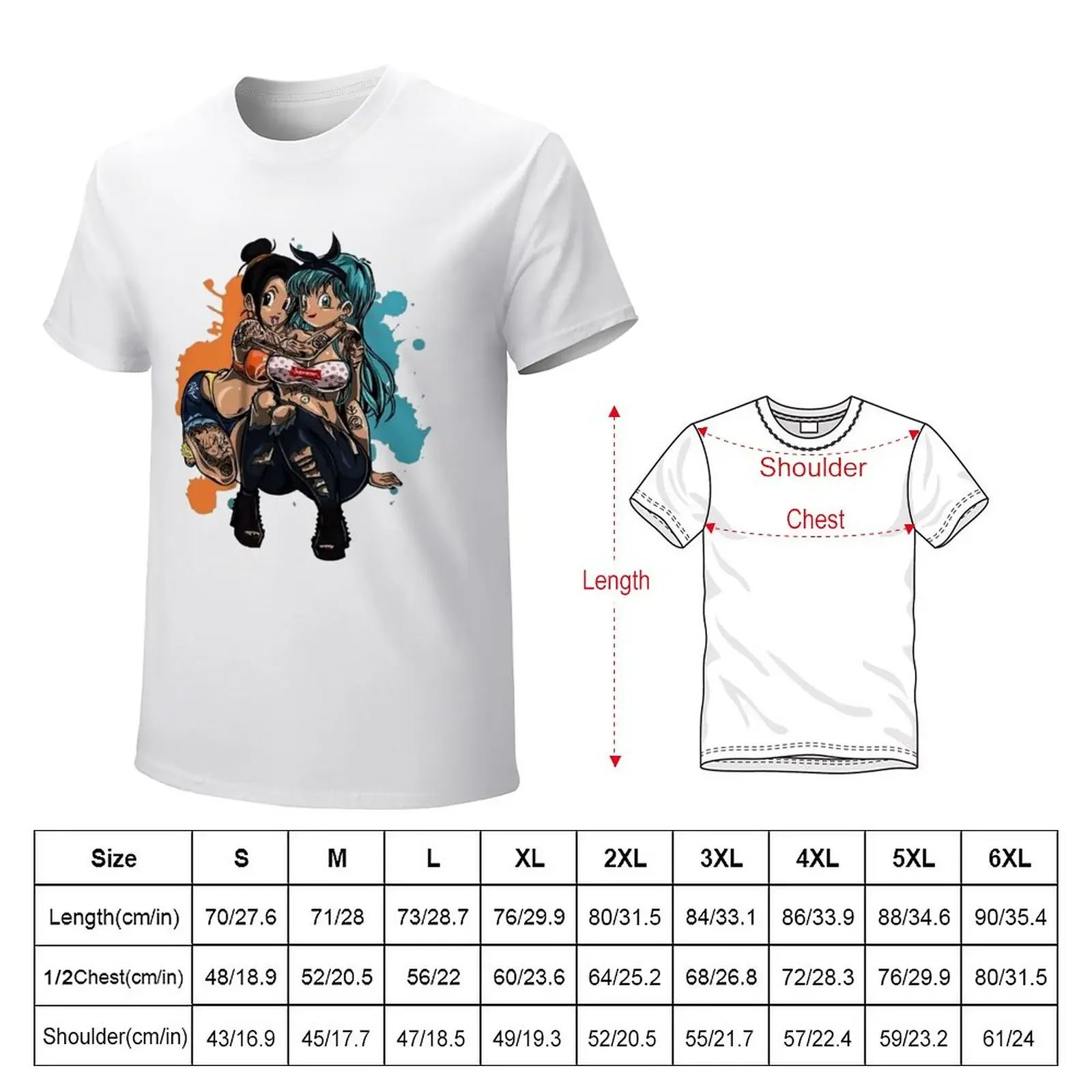 Bulma and Chichi retro T-Shirt sports fans shirts graphic tees Men's cotton t-shirt