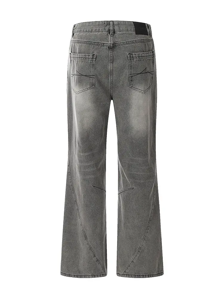 Jeans rétro High Street pour hommes et femmes, européen et américain, tube droit, ample, micro œuvres d'art, tendance et personnalisé, jeans décontractés, Y2K