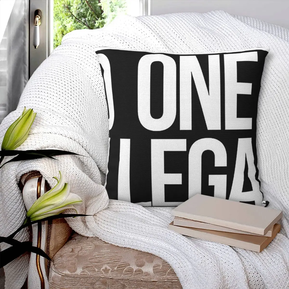 No One Is Illegal Square Pillowcase Pillow Cover Polyester Cushion Decor Comfort Throw Pillow for Home Sofa