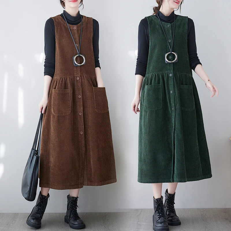 Retro Kamizelka z Bawełny i Aksamitu Dr Women Kolor Ele Jednorzędowa Spódnica z Aksamitu Długa Okrągła Spódnica w Kształcie Litery A Dr