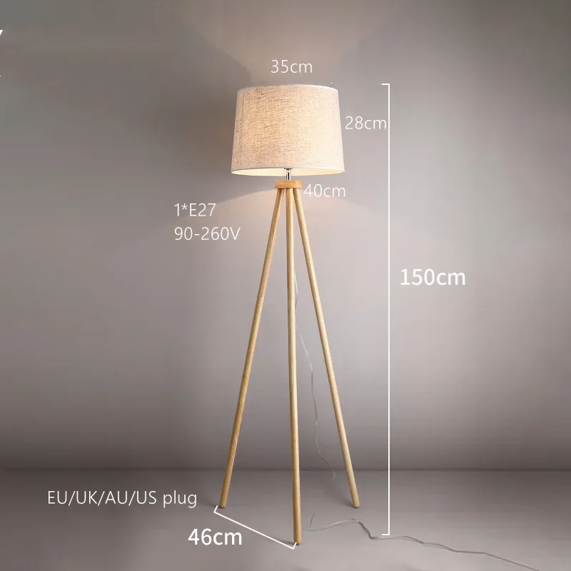 Modern Japanese Simple Wood Fabric Nordic Living Bedroom Hotel Apartment Sofa side Reading Room Decoration Floor Lamp