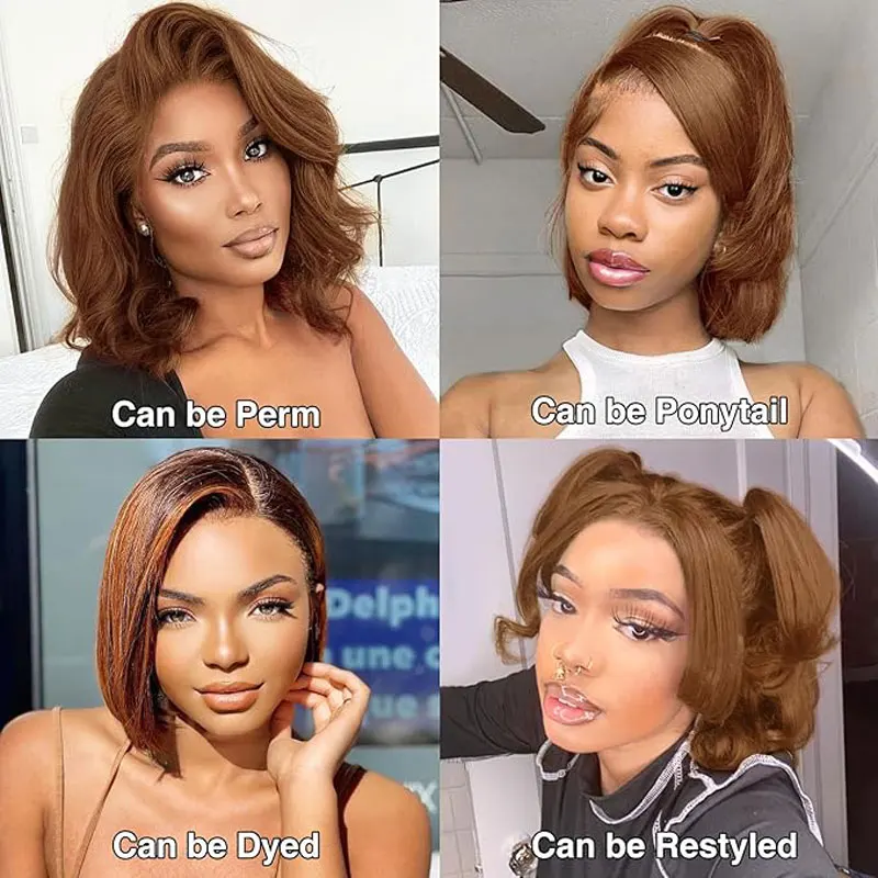 # 4 الشوكولاته براون بوب شعر مستعار شعر الإنسان مستقيم 13x4 Hd الدانتيل شعر مستعار أمامي 200% الكثافة قصيرة براون شعر مستعار 2x6 4x4 5x5 الدانتيل إغلاق شعر مستعار