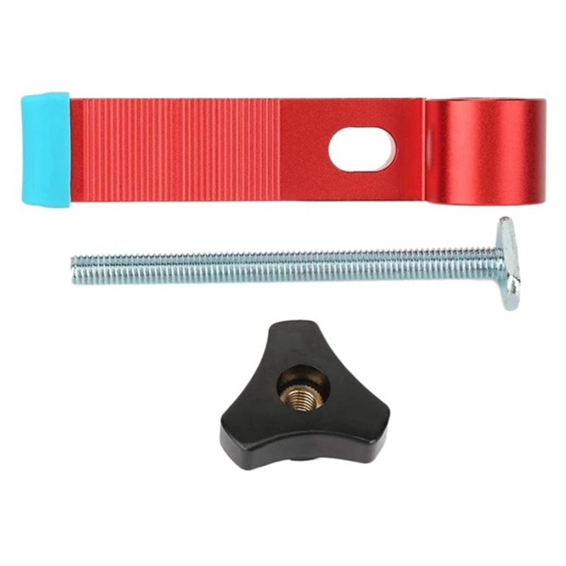 T-Shaped Wooden Clip Aluminum Alloy T-Shaped Wooden Clip Red Chute Track Limiter Carpentry Positioning Limiter-B Easy To Use Red