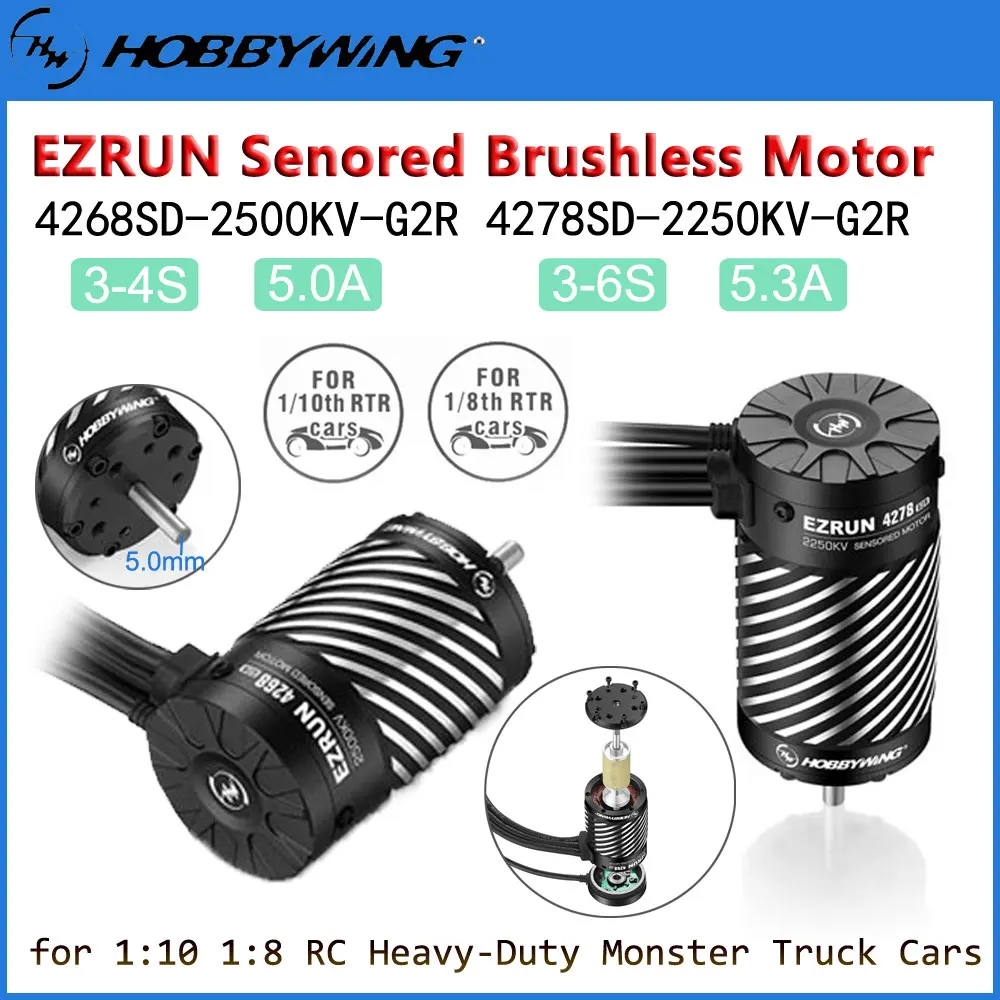 

HOBBYWING 1:10 1:8 RC Багги Автомобиль EZRUN Senored Brushless 4278 2250KV 4268 2500KV G2R Motor 3-6S для RC Heavy-Duty Monster Truck