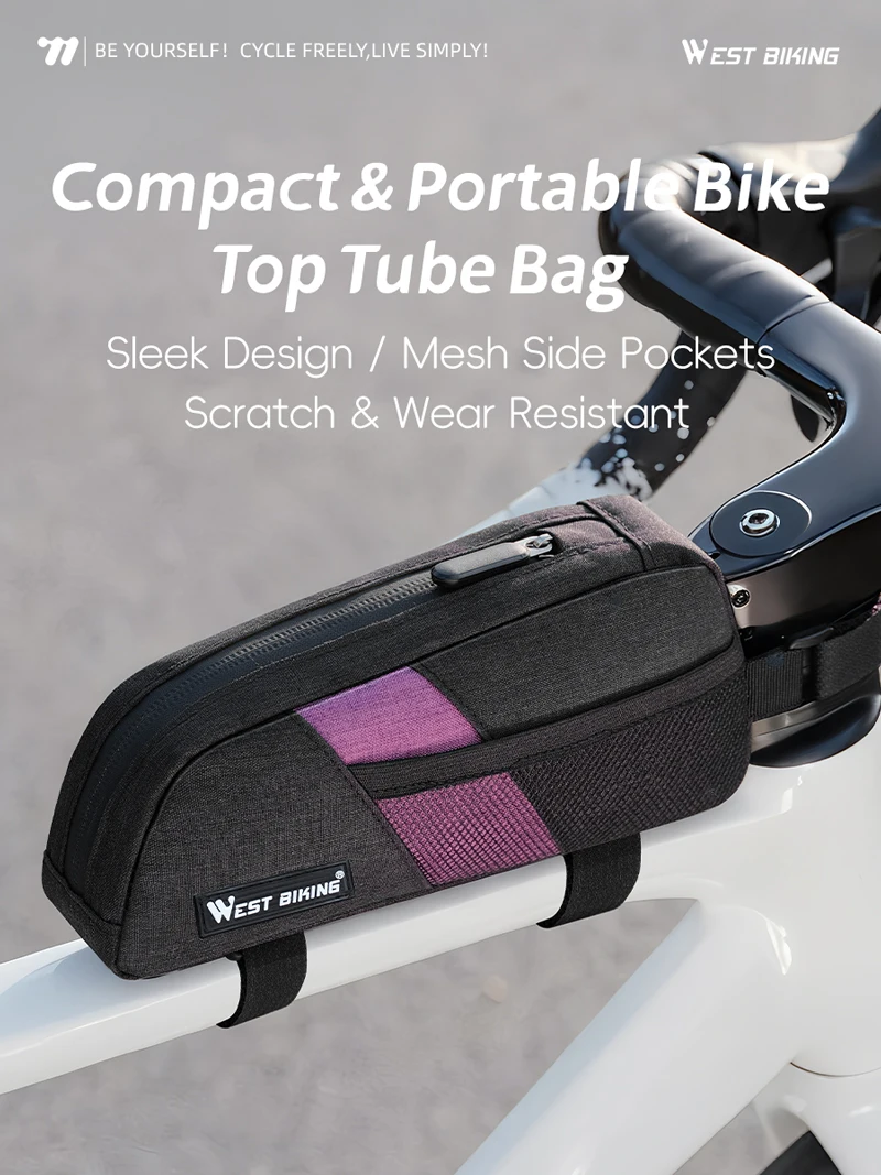 WEST BIKING Mini Tragbare Fahrrad-Oberrohrtasche Stromlinienförmiges Design Fahrradtasche Vorderrahmentasche für MTB Rennrad Fahrradzubehör – Detail 1
