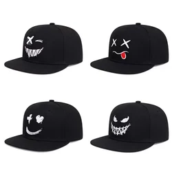 Gorra de béisbol con bordado de sonrisa para hombre y mujer, sombrero plano Universal, sombreros de Sol para deportes al aire libre, gorras de camionero, hip hop, Snapback, moda