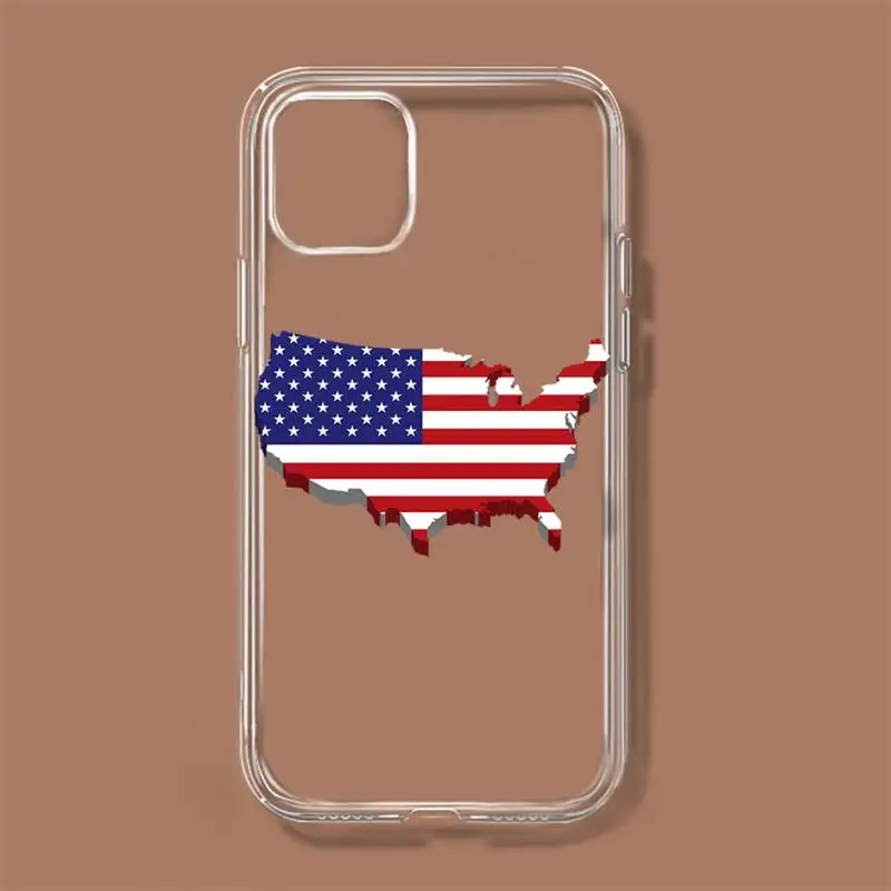 Amerika Vlag Usa Vlag Telefoon Geval Voor Iphone 11 12 Mini 13 14 Pro Xs Max X 8 7 6S Plus 5 Se Xr Transparante Shell