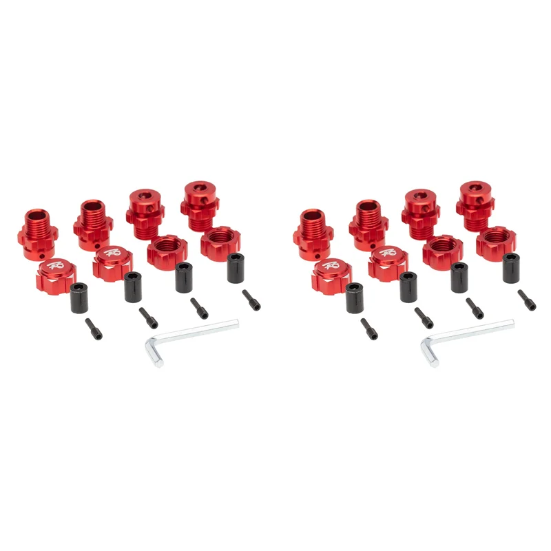 B63B-8Pcs 17Mm Hex Nuts Adapter Splined Wheel Hubs Extension Combiner For 1/10 Traxxas E-REVO SUMMIT RC Car Parts,Red