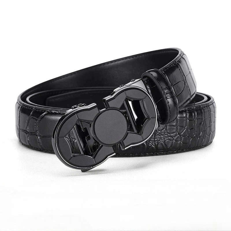 Genuine Leather Automatic Buckle Men's Belt, High-end Business Belt, Men's Style, Thick and Durable