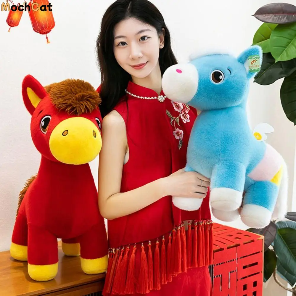 

Traditional Cartoon Animal Horse Stuffed Toys Lucky 25cm/30cm Chinese Zodiac Horse Cute Red Pony Plush Doll Home Decor