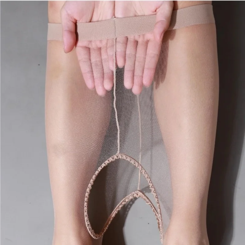 DOIAESKV One Size 0D Sheer Crotchless Pantyhose Sexy Micro Shiny Hose Hosiery Women Open Crotch Back Stocking Sexy Women Tights