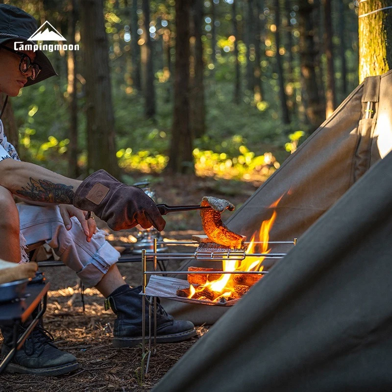 

CAMPINGMOON SOLO-201 Маленькая складная портативная печь-гриль из нержавеющей стали с сеткой J-типа