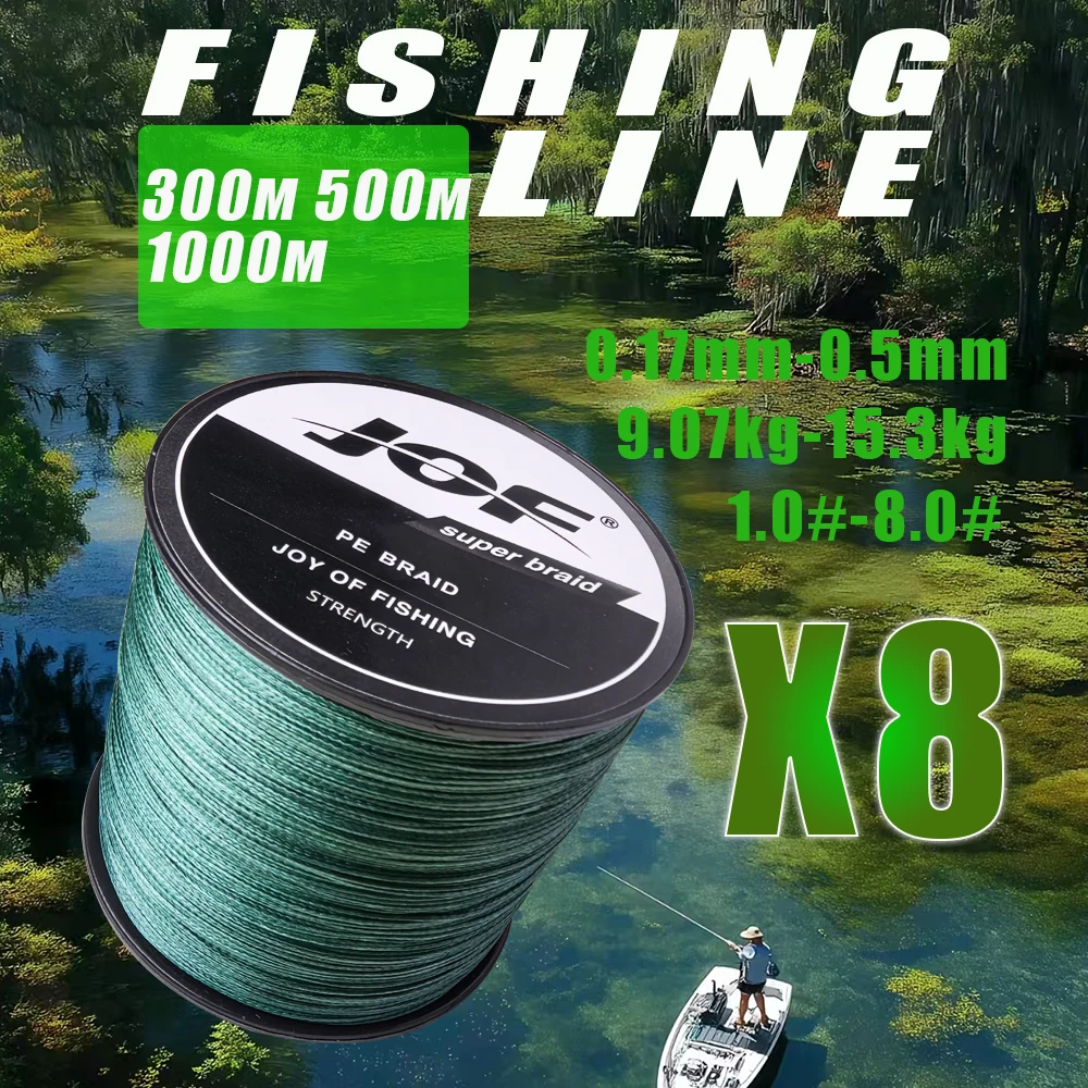 JOF Super Starke 300M-1000M 8-fach geflochtene Multifilament-Angelschnur für Meer und Karpfen, 20 30 40 50 60 80 100 Lb Köderrolle Marine