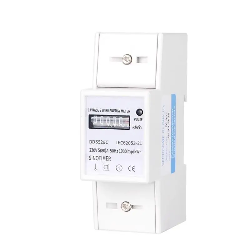 Single Phase Energy Meter 230V 5(80) A Electric KWh Meter Watt Meter DIN-rail Dropship