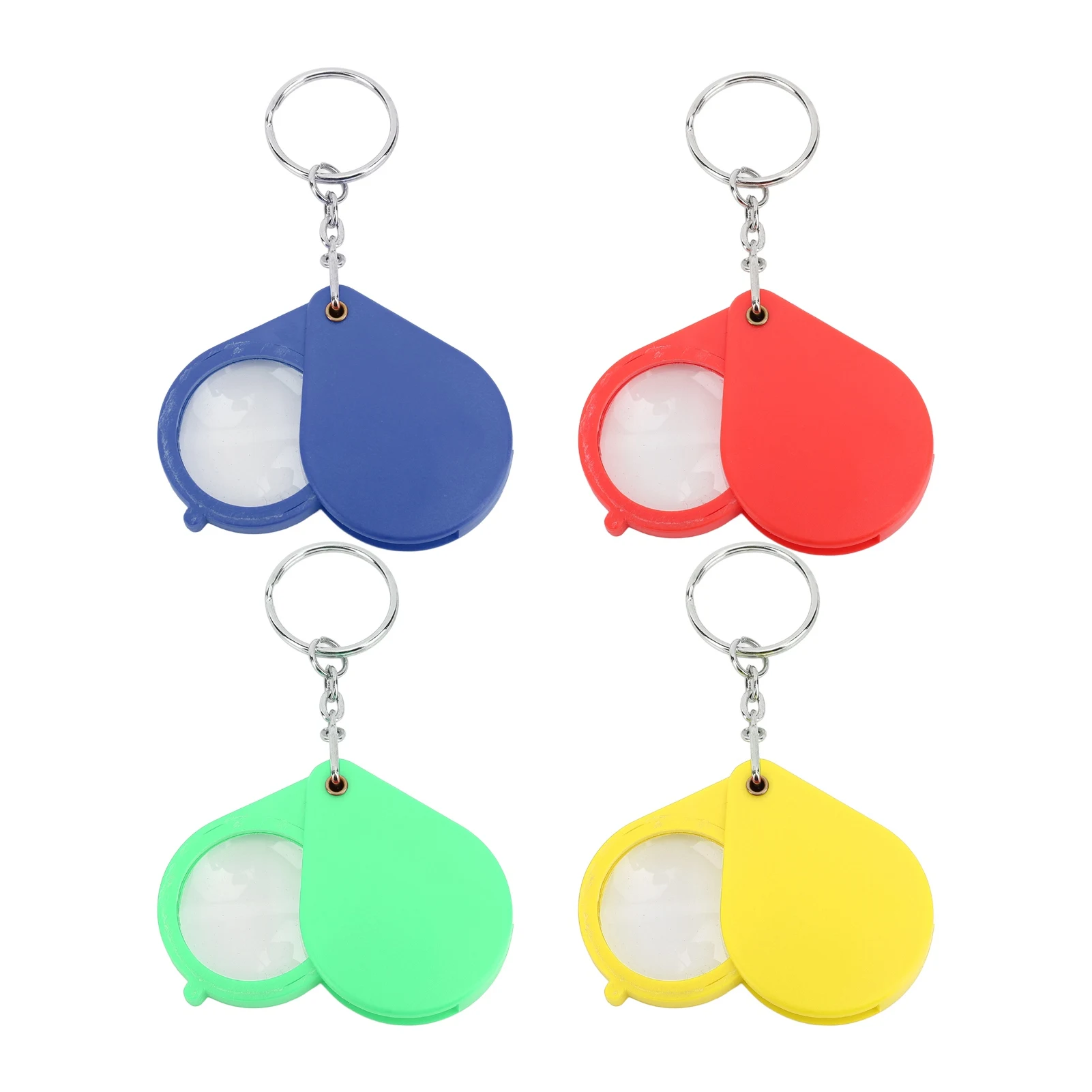 1Pc Pocket Magnifier Keychain 10X Magnification Foldable Portable Mini Magnifying Glass with Key Ring for Outdoor Reading