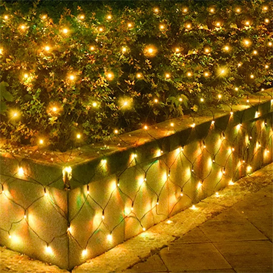 

1.1X1.1M 3x2M Solar Garden Net String Light Outdoor Solar Fairy Net Light Mesh Bush Light for Wedding Party Patio Wall Decor