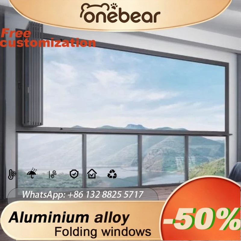 

Any Size Custom Full Height Opening Aluminum Alloy Folding Window Service Window Stackable Panel Convenient Window