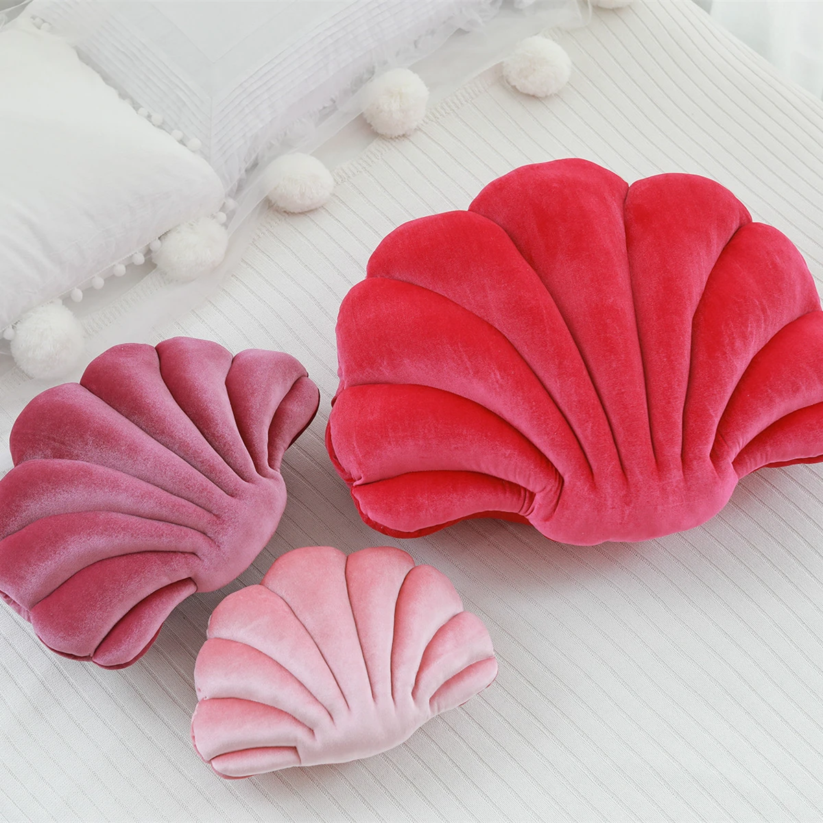 Luxury Decor Shell Pillow Soft Stuffed princess\'s Fantastic Velvet Pillow Sea Shell Home Decor Bed Sofa Cushion Decoration Gift