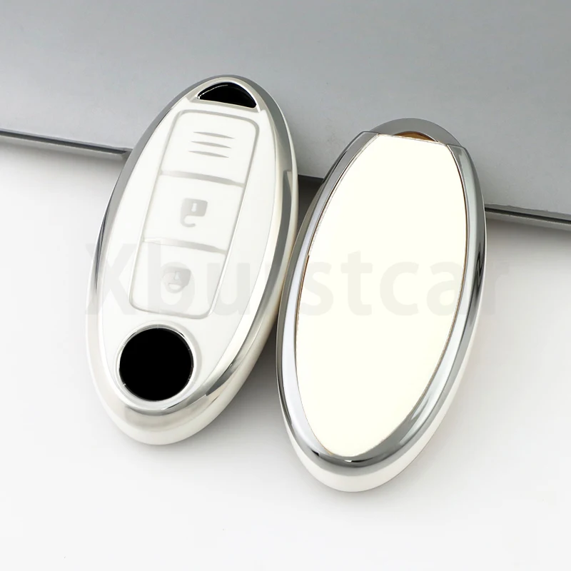 Silver Edge TPU Car Key Case Cover For Infiniti FX35 Auto Shell Fob For Nissan Versa Maxima Altima Rogue Armada Sentra Murano