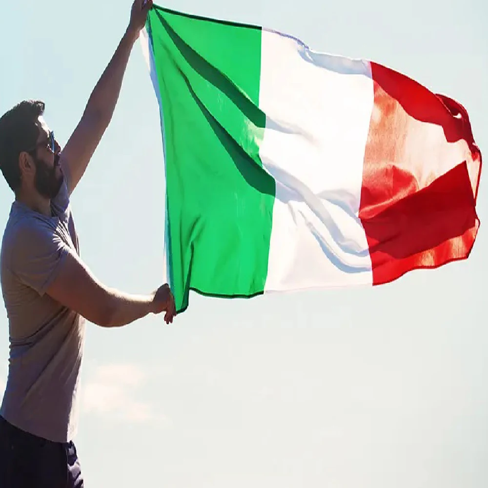 Bandera de Italia LeaFLAG 90x150cm colgante poliéster verde blanco rojo bandera italiana de Italia para decoración del hogar Festival