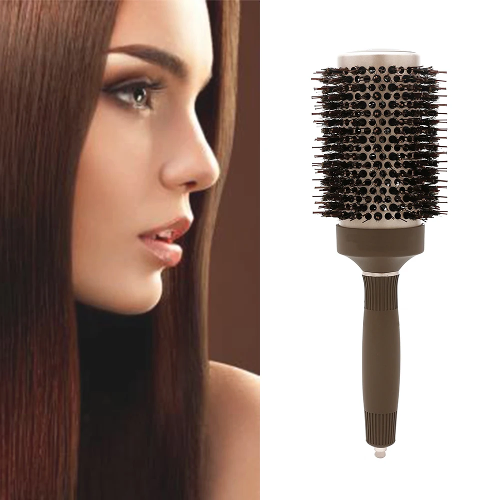 New Nano Technology Ionic Ceramic Hair Aluminum Brush Boar Bristle Hair Curly Comb Round Brushes For Hairdressing Salon