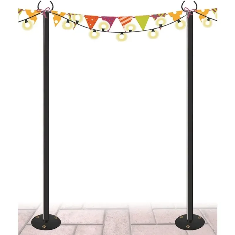 10 FT Outdoor String Light Pole Stand for Hard Ground, Adjustable Globe Patio Light Post for Hanging Outside Decorate Lighting