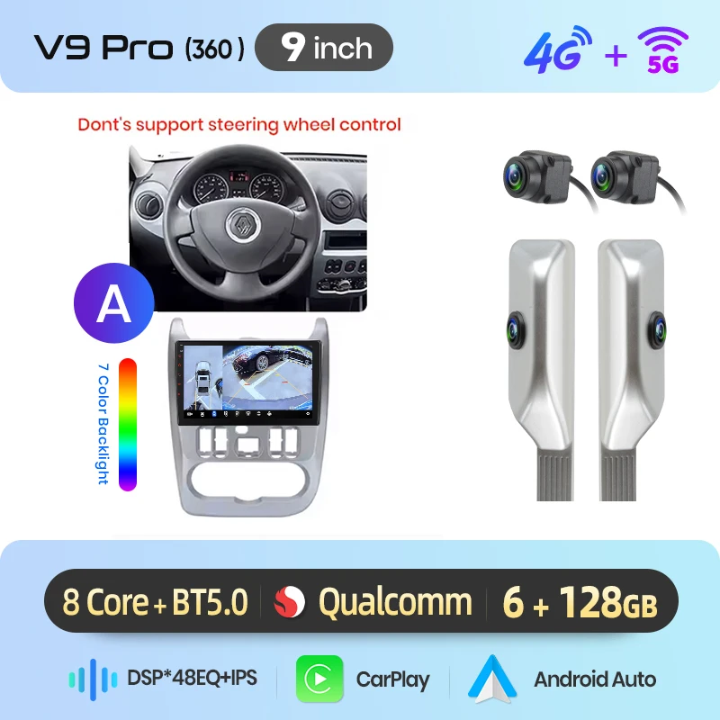 Junsun Android Auto autoradio voor Renault Logan 1 Sandero 2009 2010 2011-2013 Multimedia draadloze CarPlay SWC GPS navigatie RDS DSP