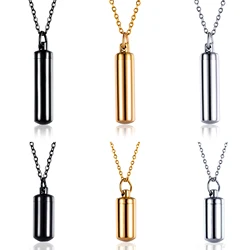3 Colors 316 Stainless Steel Cylinder Memorial Jewelry for Ashes Necklace Urn Pendant 2 Size Dropshipping