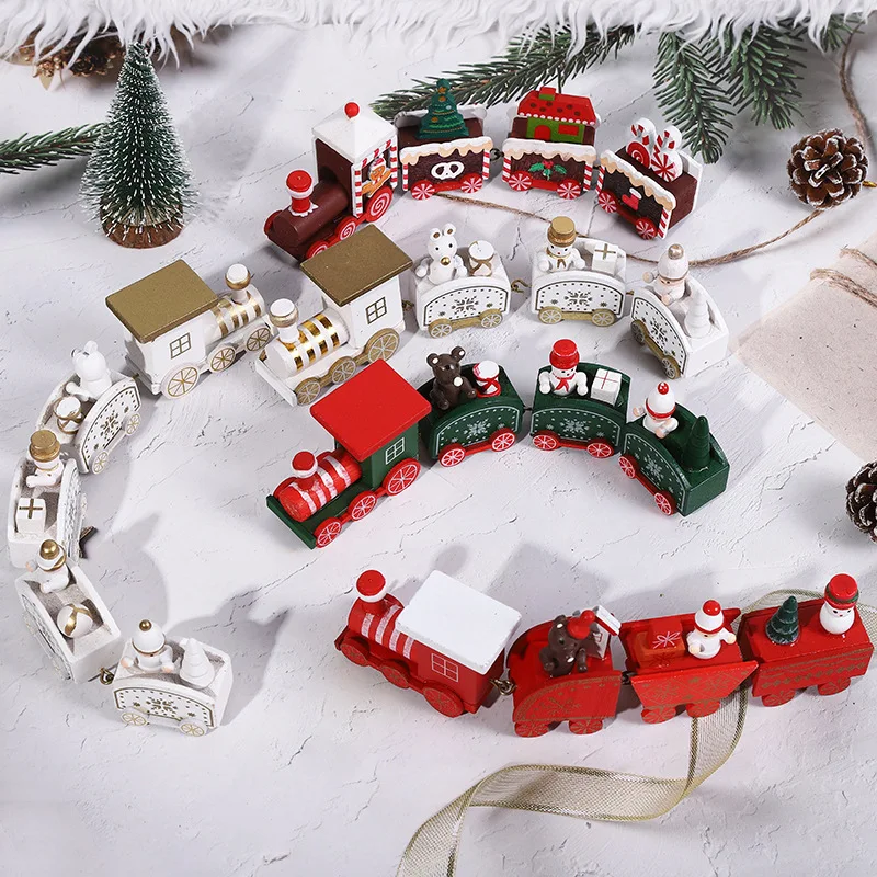 Wooden Train Christmas Ornaments Toys for Kids Merry Christmas Party Table Decoration Xmas Gift Noel Natal Navidad New Year 2025