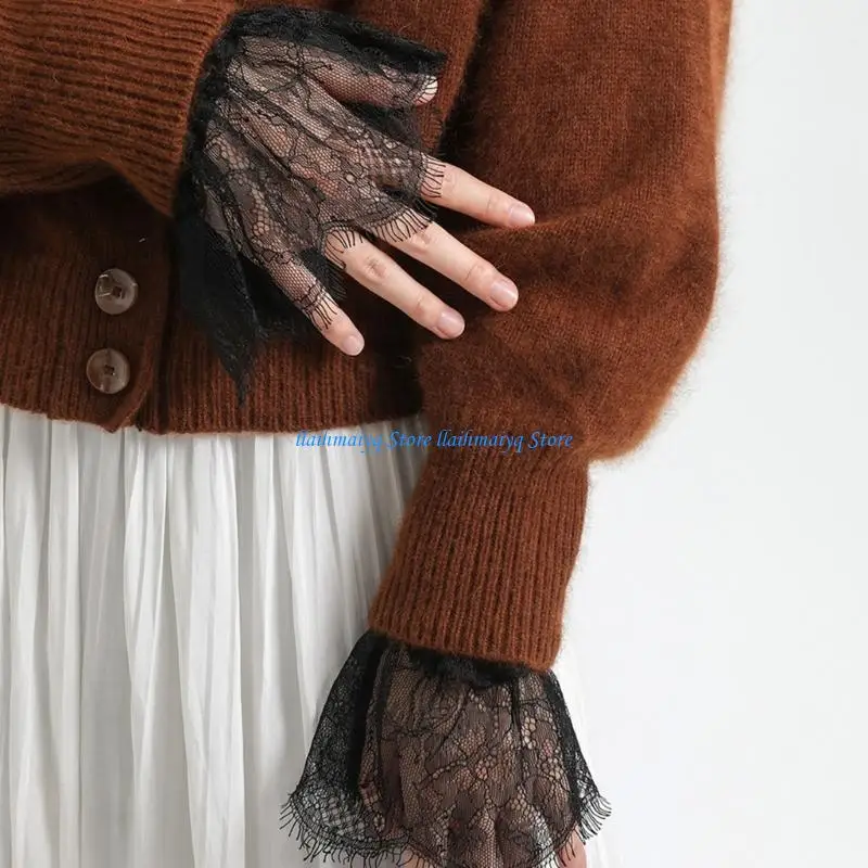 573B 2pairs أنيقة زهرة الدانتيل الزهرة الأكمام ذراع الأكمام المزخرفة دبوس الملابس