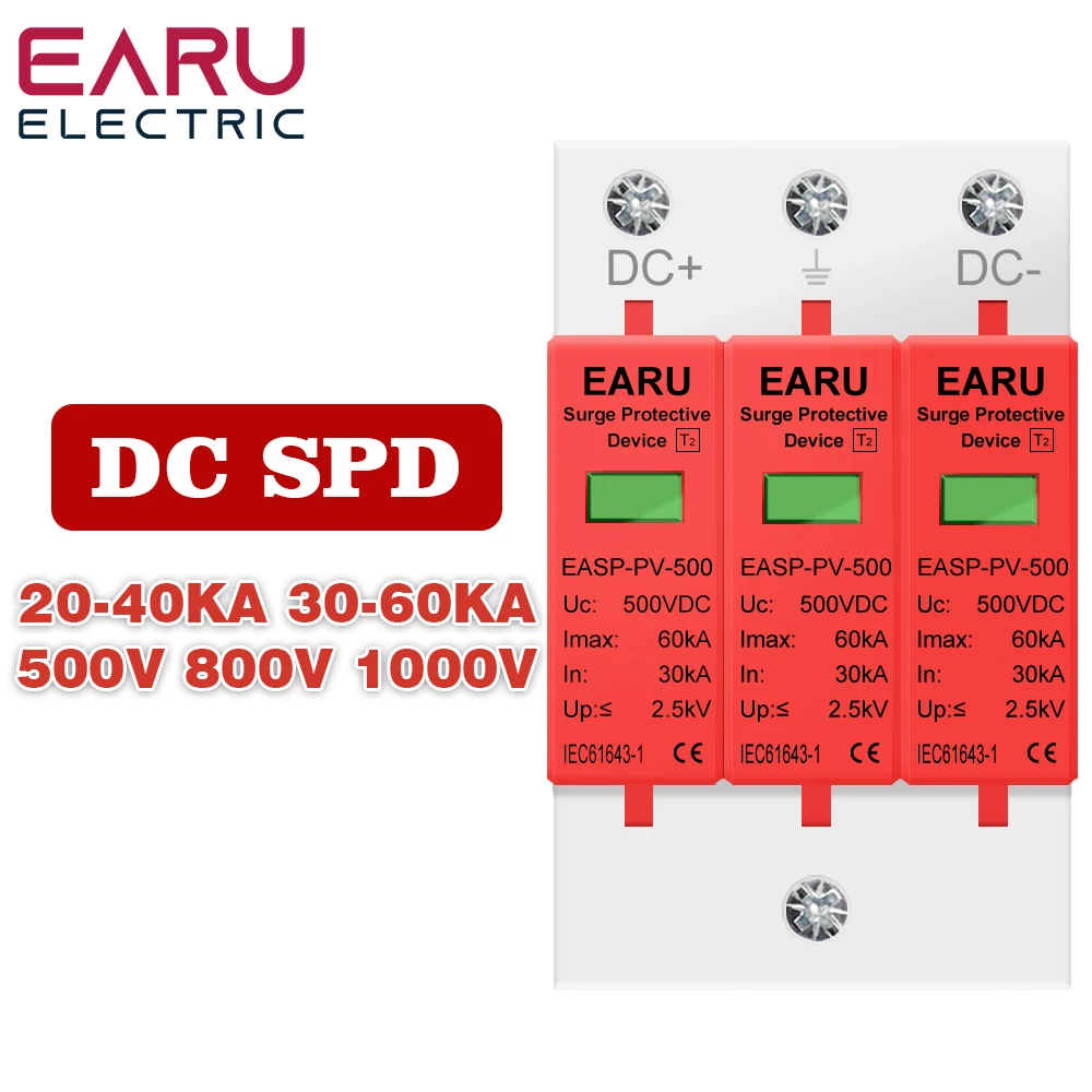 

SPD 3P DC 500 В 800 В 1000 В 20 ~ 40KA устройство защиты от перенапряжений домашний фотоэлектрический фотоэлектрический разрядник солнечной системы защита от перенапряжения молнии