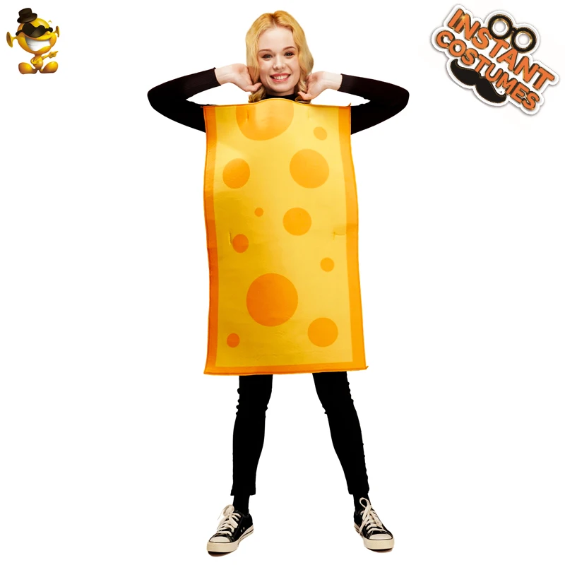 Cheese Tunic Halloween Costume Role Play Party Food Jumpsuit for Adult Women Fancy Dress Cosplay Clothing