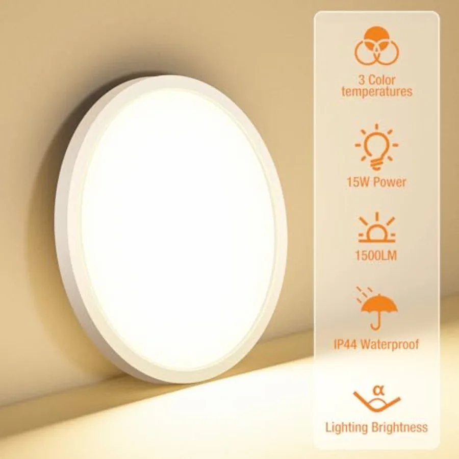 8PACK LED Flush Mount Ceiling Light Fixture 3000K-4000K-6500K and 100W Equivalent Modern Kitchen Recessed Ceiling Lamp 15W 1500