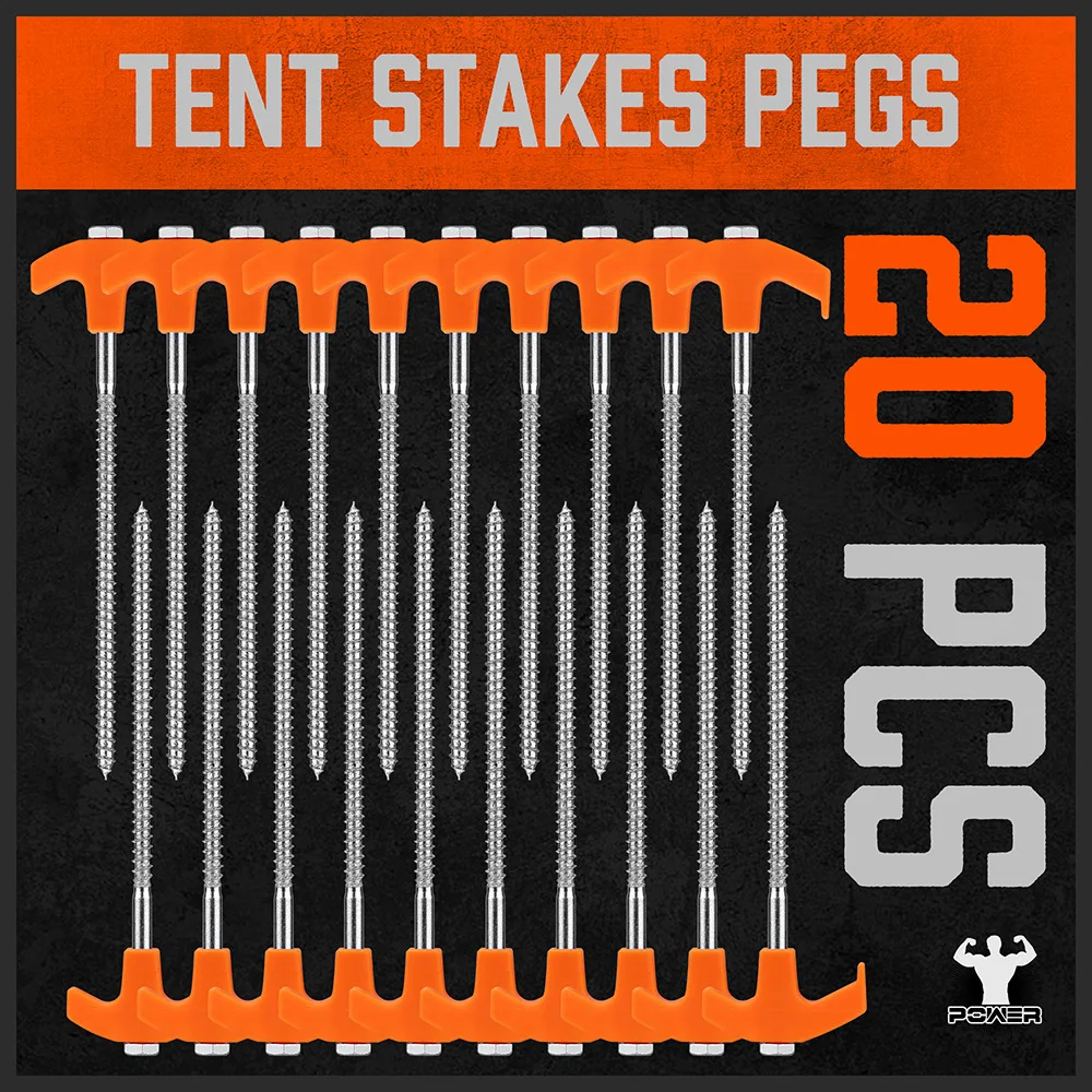 26PCS Heavy Duty Tent Pegs Camping Stakes Outdoor Ground Anchors for Tent Canopy Hiking Backpacking Garden