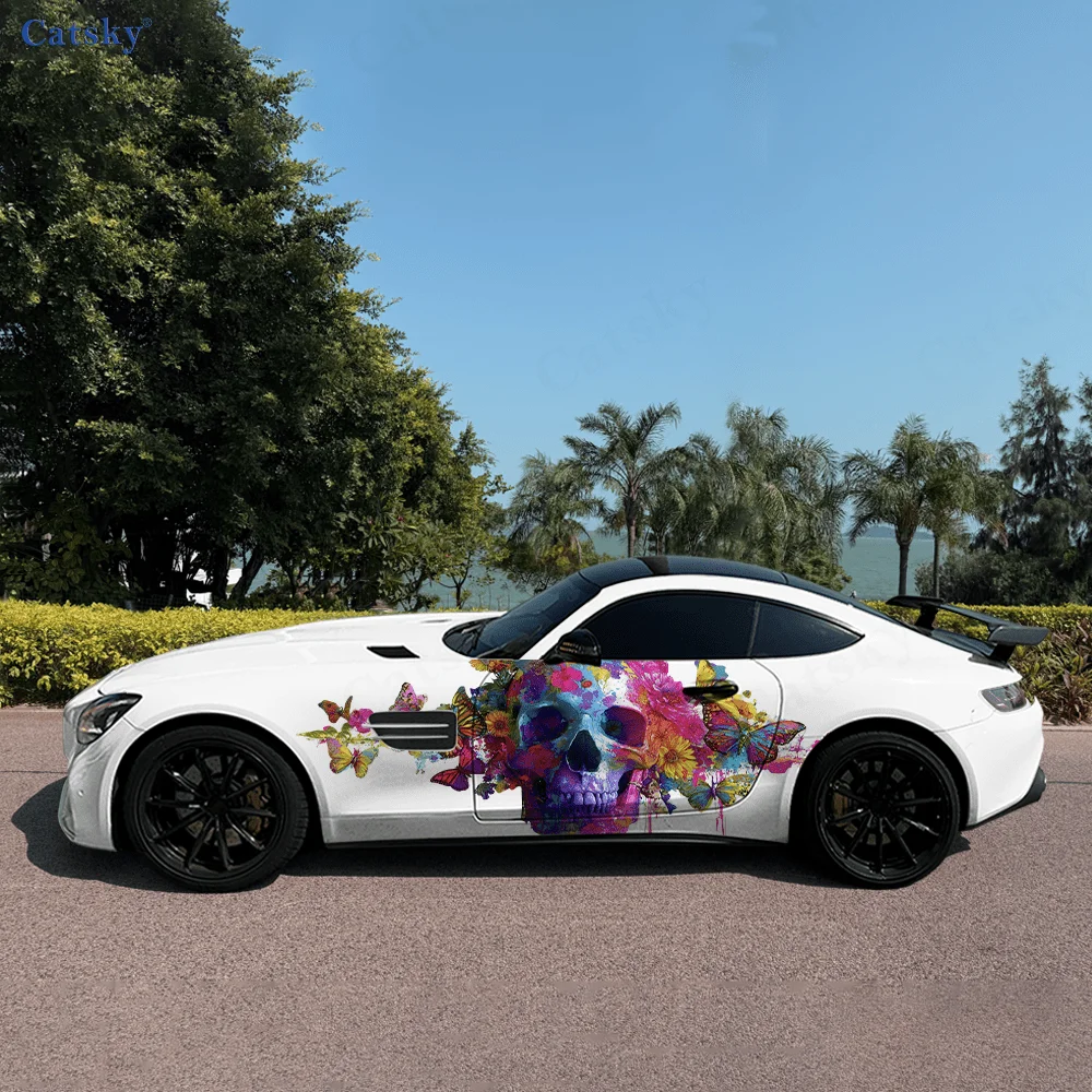 

Красочный череп дым автомобиль виниловые обертывания наклейка самоклеящаяся ПВХ наклейка подходит для грузовиков внедорожник украшения авто аксессуары подарок