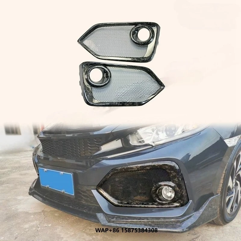 

For Carbon Fiber Forged Looks Civic FK7 (FC SI) Front Fog Light Cover Replacement With Aluminium Grilles (NOT Fit FK8)