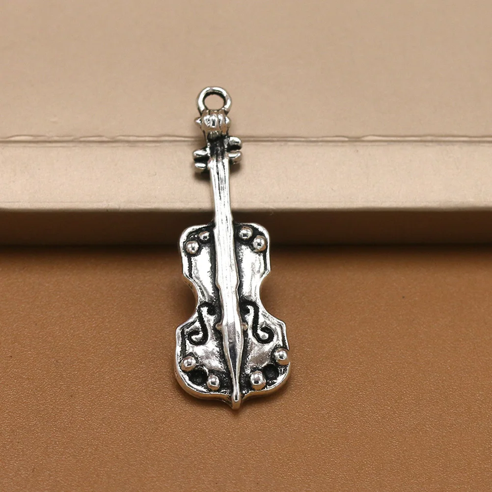 

20 Pcs Violin Pendant Jewelry Charms Necklace Silver for Bracelets Pendants Making