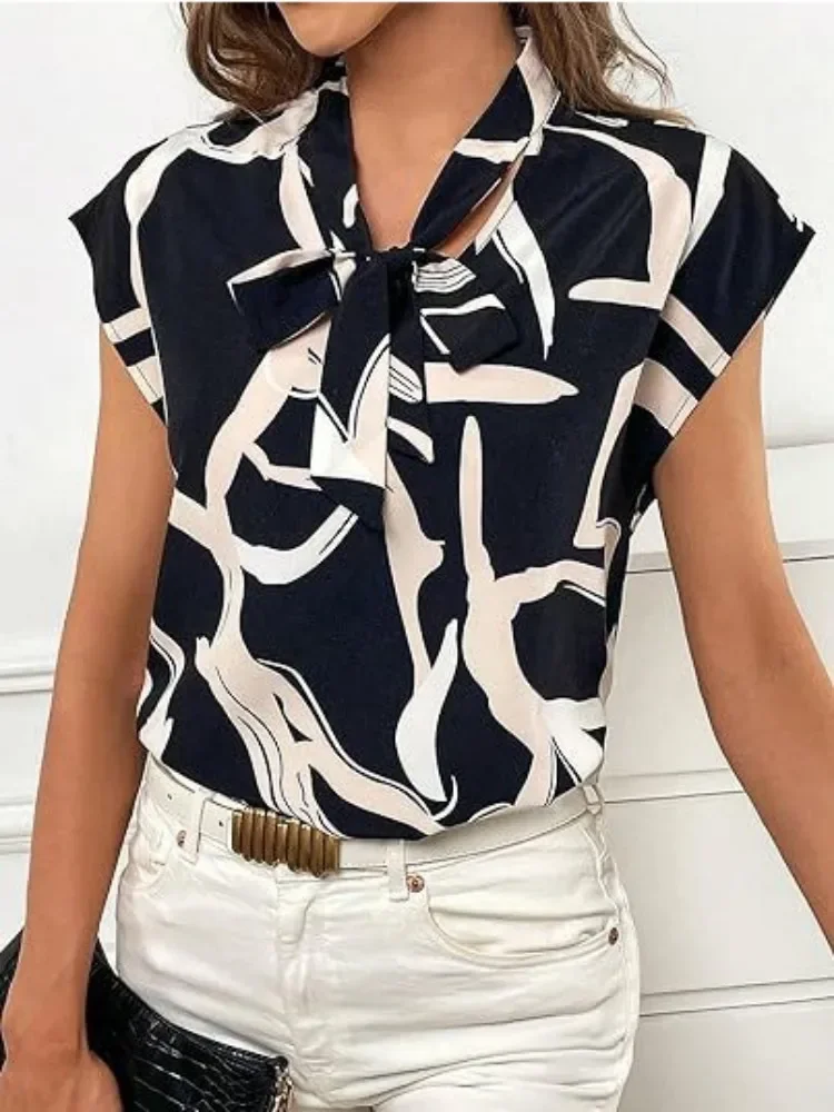 Women\'s Blouse Casual Short Sleeve Shirt Simple Tops Elegant Shirts and Blouses Summer Clothes 2024 Fashion Blusas Para Mujer