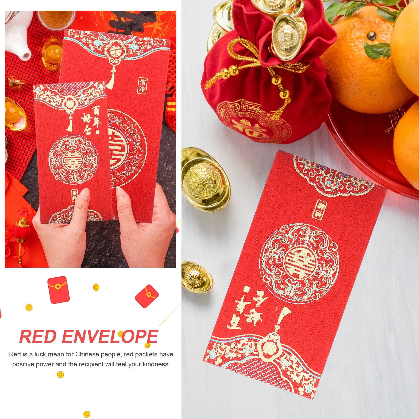 

12 Pcs Decoration Hot Stamping Red Envelope Envelopes for Cash Chinese Style China's Packet Traditional Bride