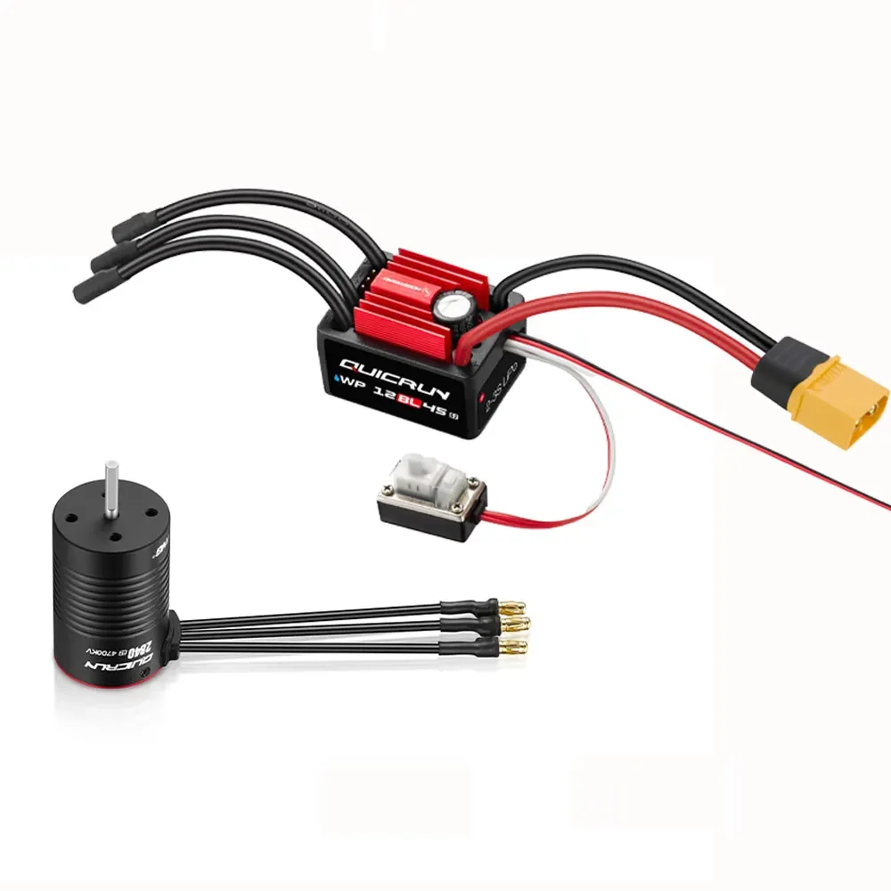 HobbyWing QuicRun WP 12BL45 G2 45A ESC with 2840SL 4700KV, 2850SL 3400KV, 4700KV G2 Sensored Brushless Motor 1/12 1/14 RC Cars