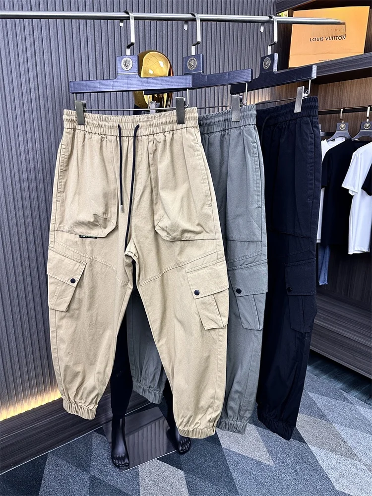 

Cotton Work Trousers Men's Autumn Sle ket Pants Loose Fit Long Trousers Youthful Energy Look Casual Faion Sle