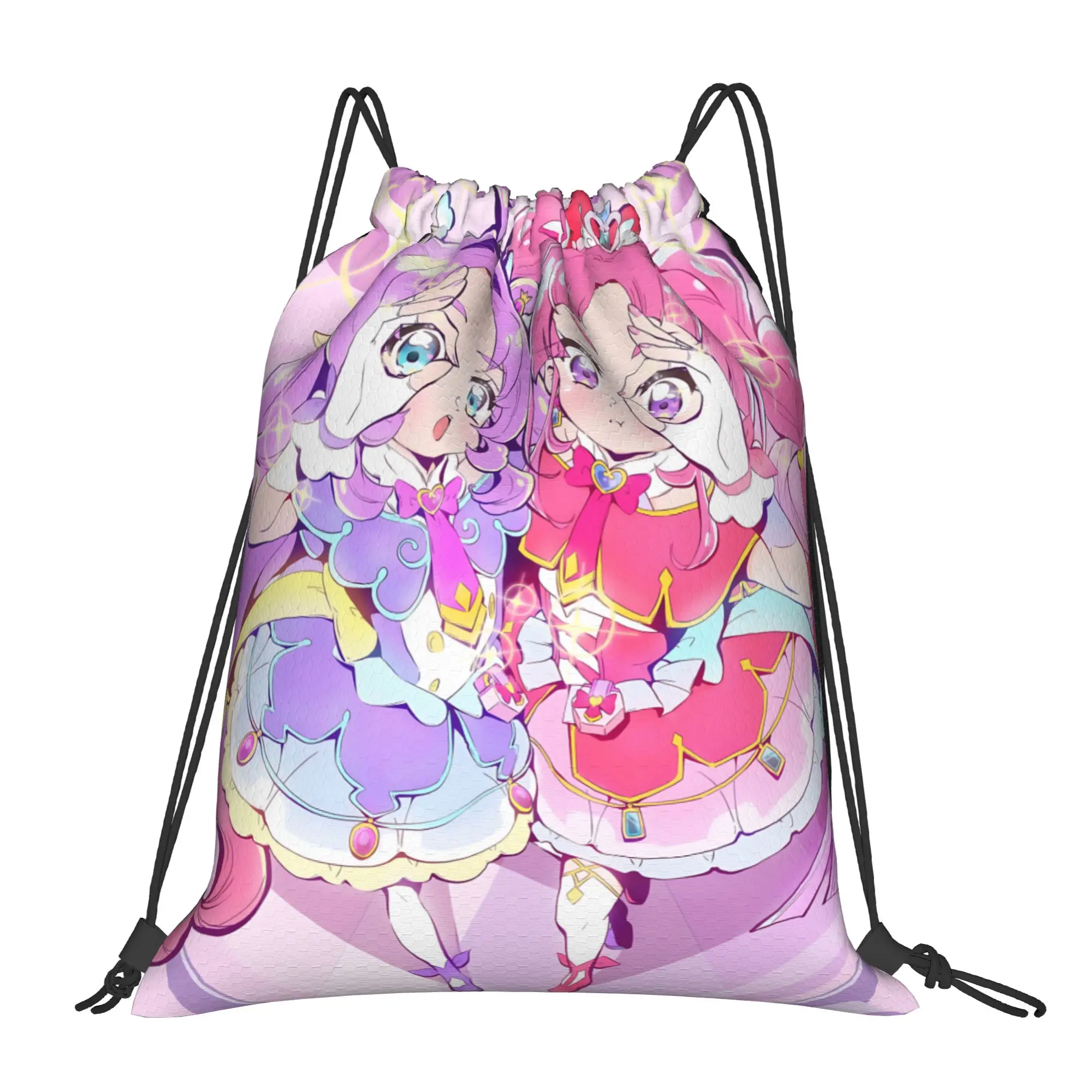 For travel Pouch Pretty Cure  Kawaii Drawstring Bags School Shoe Clothes Storage Multi-function Teen Portable Rucksack