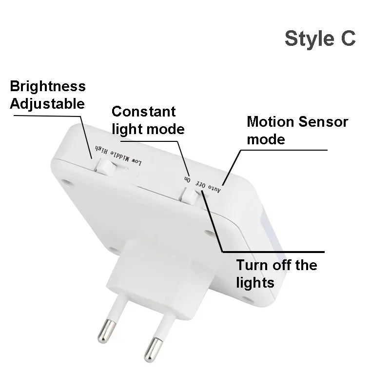 Imagem -06 - Led Sensor de Movimento Luz sem Fio Noite Lâmpada Eua ue Reino Unido au Plug Regulável Sensor Noite Lâmpada para o Quarto Corredor Iluminação