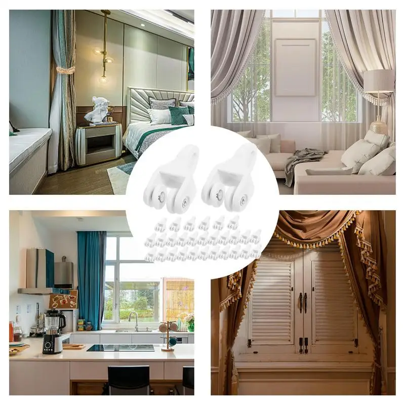 Ceiling Curtains Track Curtains Slider Track 30X Rust-Resistant Clips Heavy Duty Roller For Gazebo Screening Bedrooms RV Window