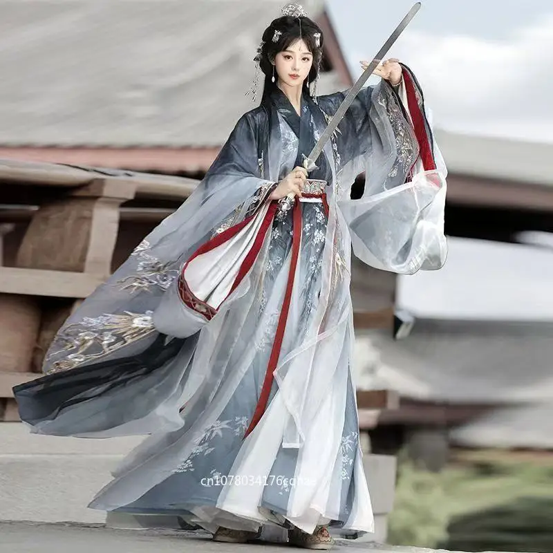 

Traditional Embroidery Hanfu Women's Ancient Weijin Period Clothing Halloween Carnival Street Cosplay Costume Niche Stage Dress