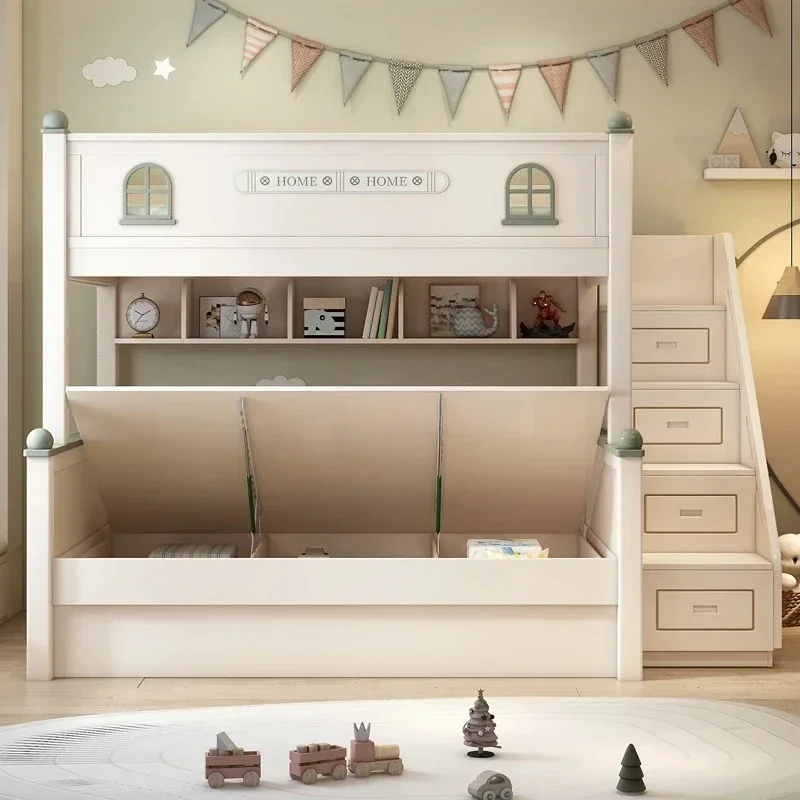 NNChildren's Bed Up And Down Bunk Bed High And Low Mother And Child Bed With Slide