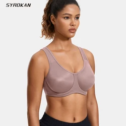 Syrokan Ademende Vrouwen Sport Bh Solide Plus Curve Gym Fitness Workout Ondergoed Beugel Sportkleding Tops Yoga