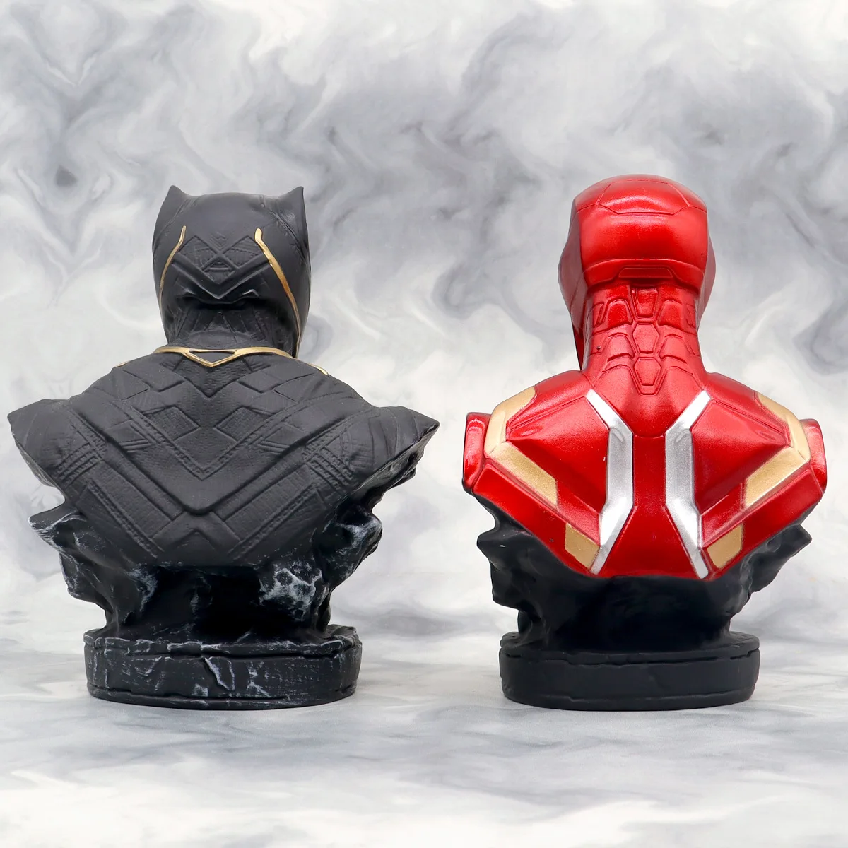 16cm Anime Marvel Avengers Figure Black Panther Iron Bust Profile PVC Model Adorable Collectible Toy Children Fans Birthday Gift