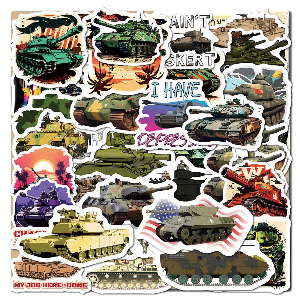 10/30/50Pcs Military Tank War Cool Stickers Laptop Skateboard Motorcycle Guitar Bike Waterproof Graffiti Sticker Decal Kid Toys